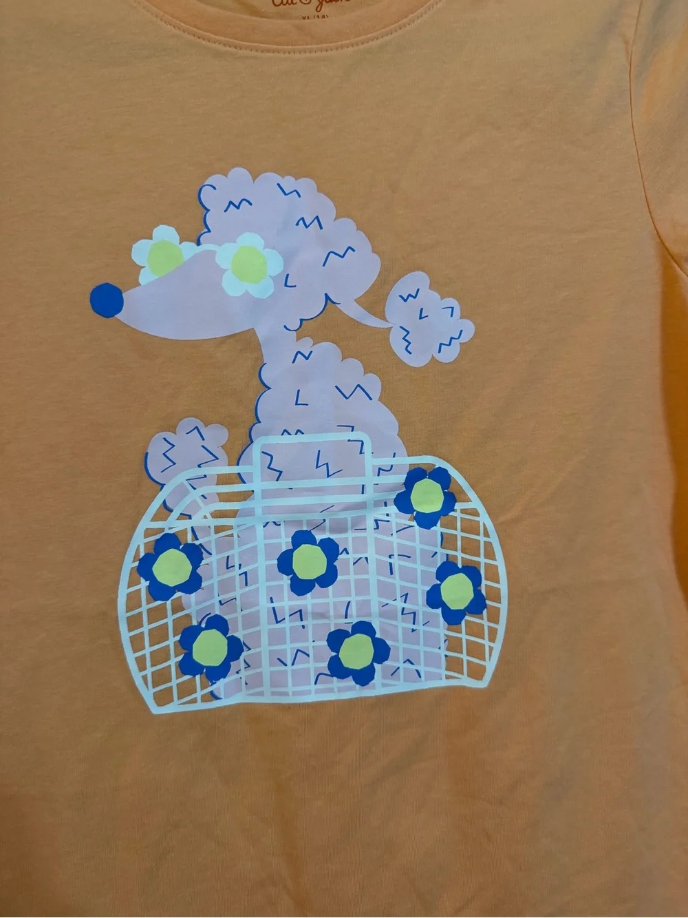 Cat & Jack Peach Short-Sleeve Tee with Pink Poodle Graphic